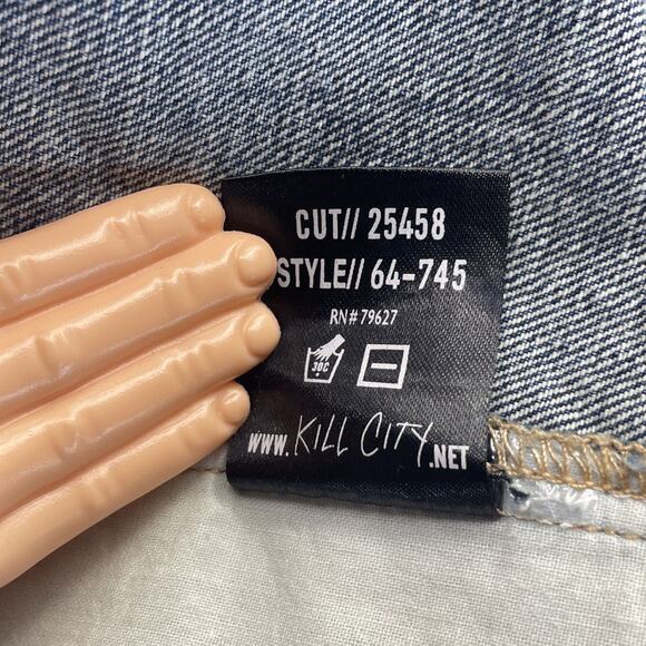 Kill City Fight F@@k Kill Denim Biker Vest Women Med Sleeveless Studded Patches - Picture 9 of 10